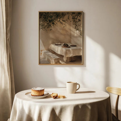 Mediterranean Dining Print, Olive Table Scene, Neutral Kitchen Wall Art (Digital Download)