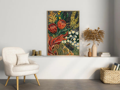 Botanical Aboriginal Art Print Kusama Inspired Abstract Floral Wall Art Tropical Wabi Sabi Decor canvas prints
