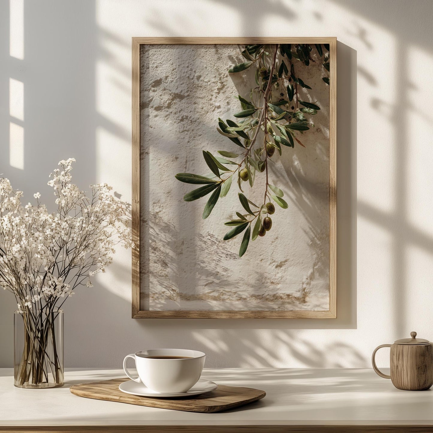 Mediterranean Olive Branch Botanical Print – Minimalist Greenery Wall Art (Digital Download)