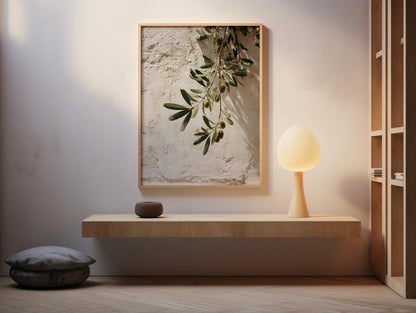 Mediterranean Olive Branch Botanical Print – Minimalist Greenery Wall Art (Digital Download)