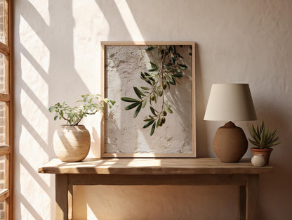 Mediterranean Olive Branch Botanical Print – Minimalist Greenery Wall Art (Digital Download)