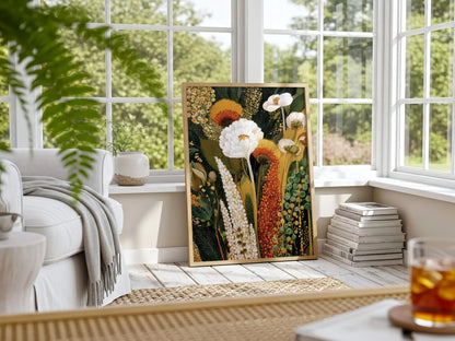 Abstract Botanical Print: Earthy Tropical Wildflower Art, Boho Kusama Home Decor canvas prints